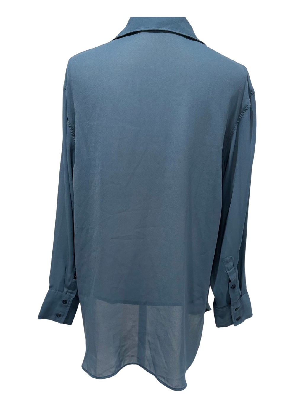 Abercrombie & Fitch Blue Sheer Button Down Blouse Long Sleeve Size Medium - Picture 2 of 7